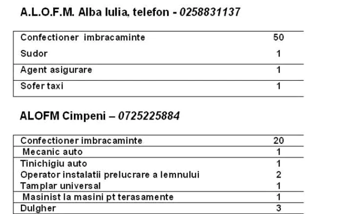 Locuri de muncă în Alba