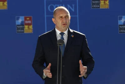 Rumen Radev intr-o conferinta de presa la summitul NATO de la Madrid FOTO EPA-EFE