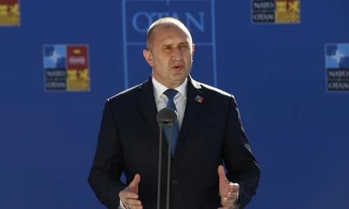 Rumen Radev intr-o conferinta de presa la summitul NATO de la Madrid FOTO EPA-EFE