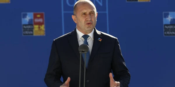 Rumen Radev intr-o conferinta de presa la summitul NATO de la Madrid FOTO EPA-EFE