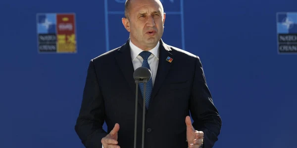 Rumen Radev intr-o conferinta de presa la summitul NATO de la Madrid FOTO EPA-EFE