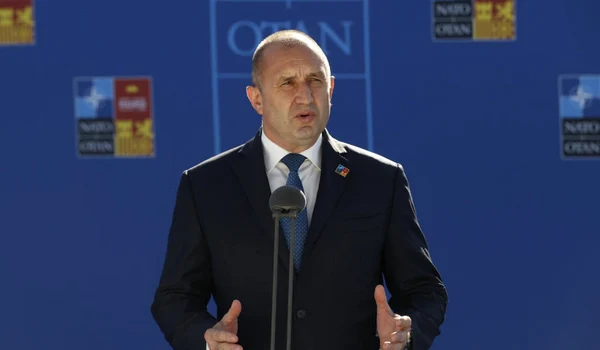 Rumen Radev intr-o conferinta de presa la summitul NATO de la Madrid FOTO EPA-EFE