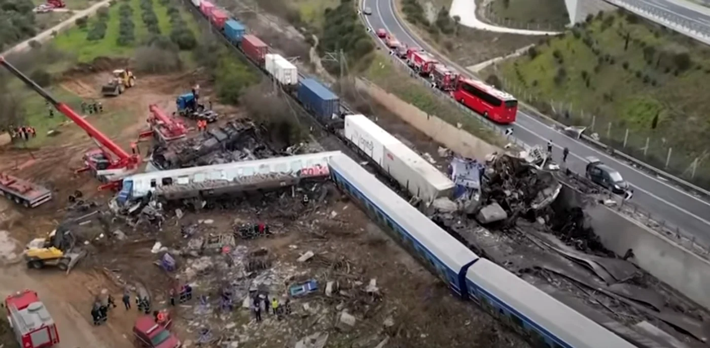 Accident de tren, Larissa, Grecia. Foto: Captură video YouTube