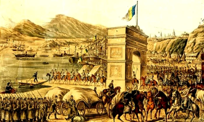 Armata Română trece Dunărea în Dobrogea   Războiul de Independenţă 1878 Sursa Arhivele Naţionale webp