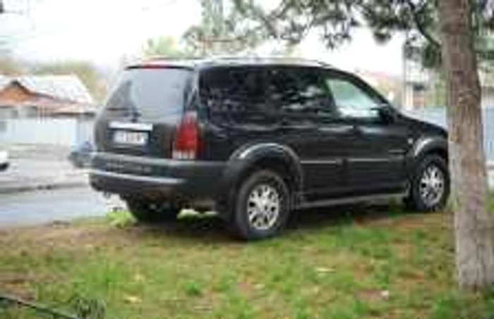 Maşina parcată pe spaţiul verde