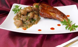 pulpa de iepure la gratar cu ciuperci sote jpeg