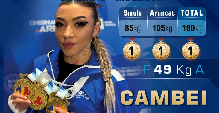 Mihaela Cambei, a treia oară campioana Europei. Foto Facebook FR Haltere
