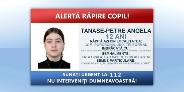 Fata de 12 ani răpită în Teleorman 