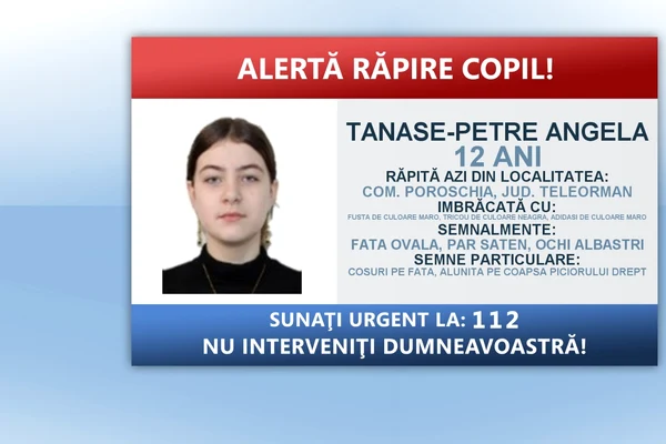Alertă de răpire în județul Teleorman: fetiță de 12 ani, urcată cu forța într-o mașină