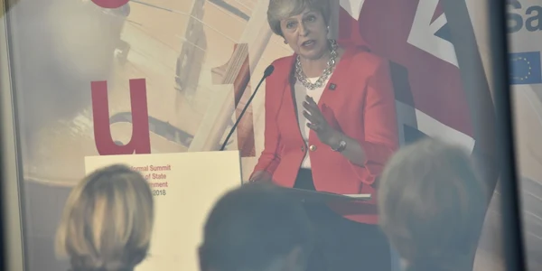 Theresa May la summitul informal de la Slazburg 2018 FOTO EPA-EFE