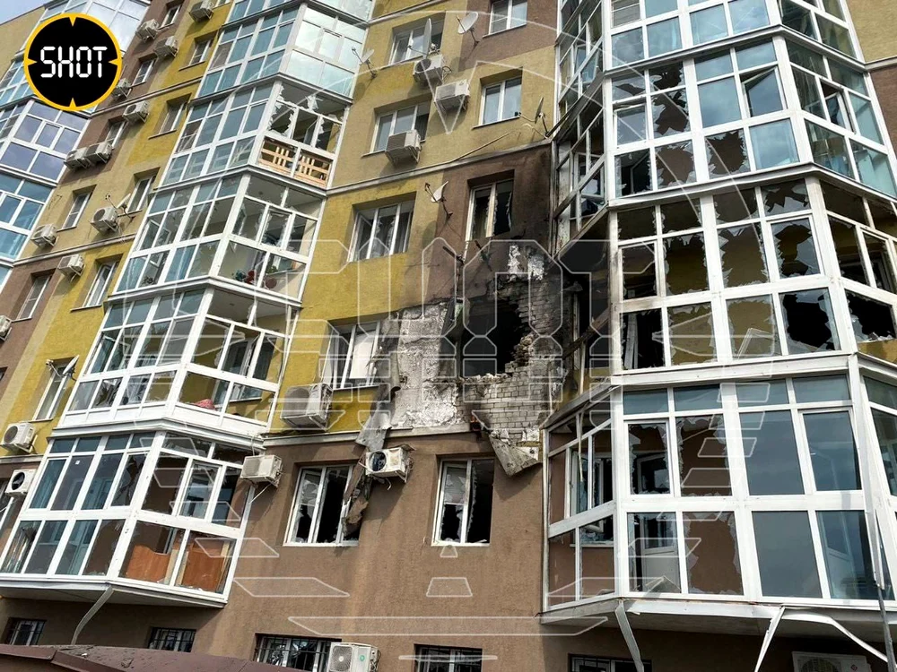 Clădirea din Voronej, distrusă de o dronă FOTO Twitter