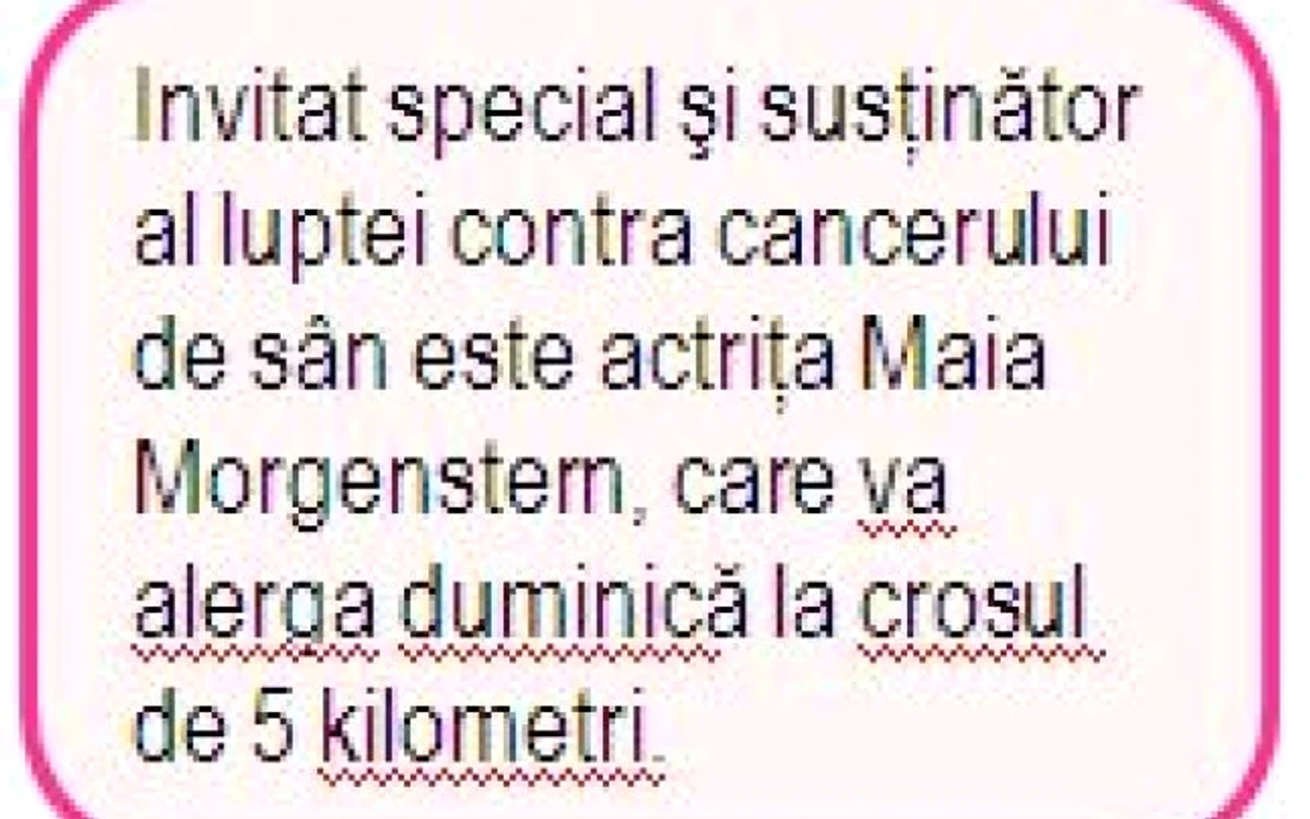 Aleargă alături de Maia Morgenstern la „Crosul roz împotriva cancerului de sân”