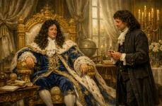 Regele Ludovic al XIV lea și medicul său, Charles‑François Felix de Tassy   imagine generată cu AI 2 png
