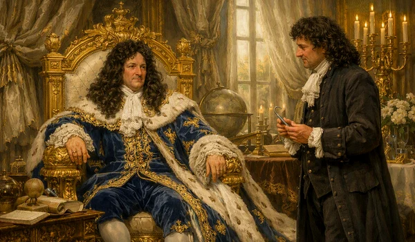 Regele Ludovic al XIV lea și medicul său, Charles‑François Felix de Tassy   imagine generată cu AI 2 png