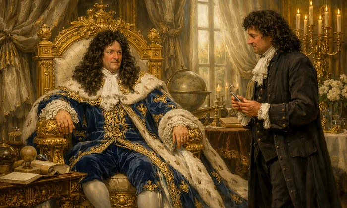 Regele Ludovic al XIV lea și medicul său, Charles‑François Felix de Tassy   imagine generată cu AI 2 png