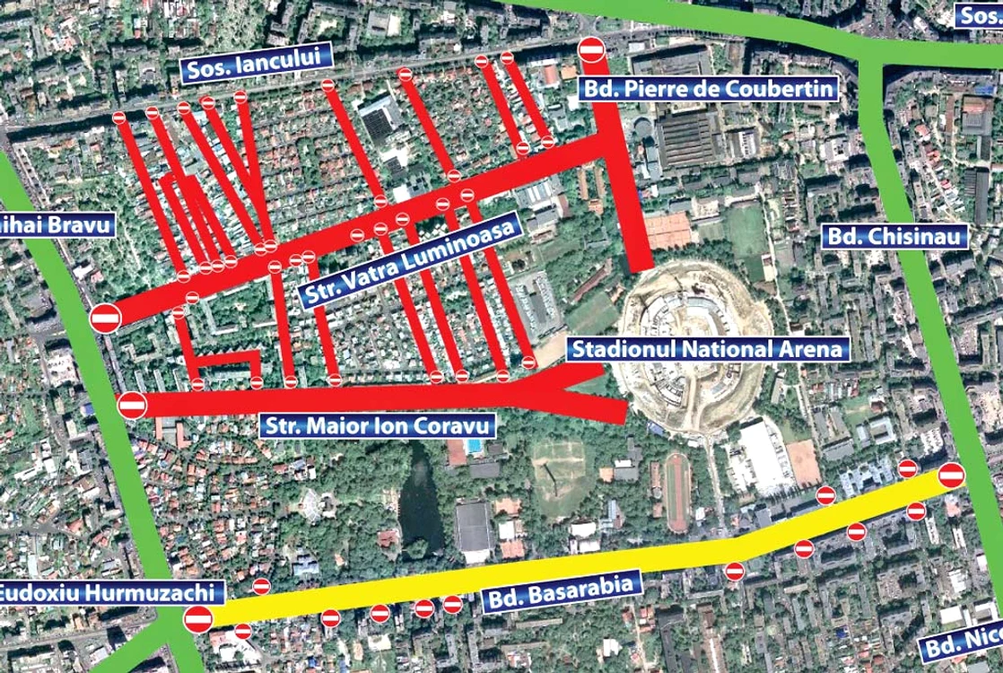 De la ora 11.00, se va închide total circulaţia pe str. Pierre de Coubertin, str. Vatra Luminoasă şi str. Maior Coravu.