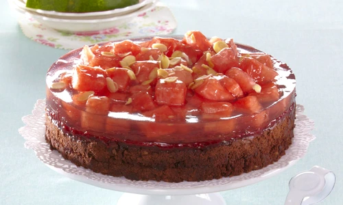Chocolate cake with watermelon + steps jpeg