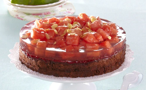 Chocolate cake with watermelon + steps jpeg