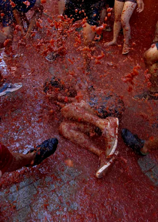 Festivalul «Tomatina» se sfârşeşte în fiecare an într-o «ocean roşu»
