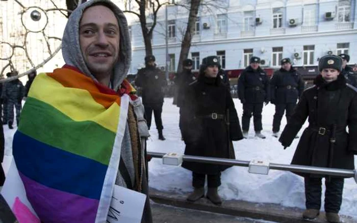 Activist gay, protestează în Moscova FOTO AP