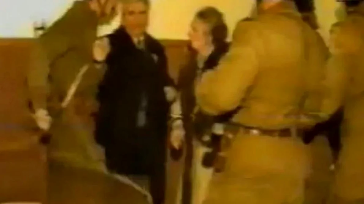Nicolae și Elena Ceaușescu la Procesul de la Târgoviște 