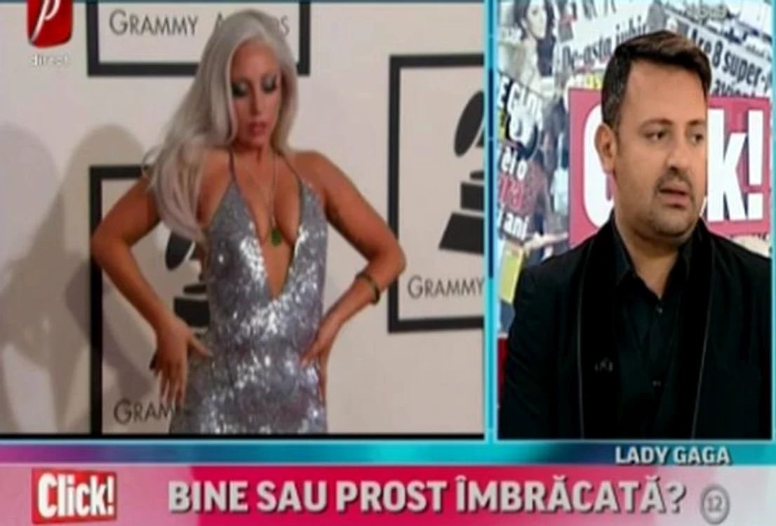 Lady Gaga a purtat o rochie argintie cu un decolteu adânc