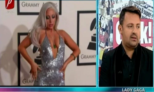 Lady Gaga a purtat o rochie argintie cu un decolteu adânc jpeg