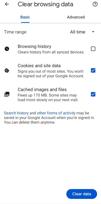 Ștergere cookies pe Google Chrome / Captura de ecran