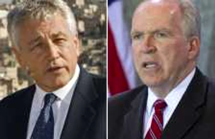 Chuck Hagel, şeful Pentagonului şi John Brennan, şeful CIAI