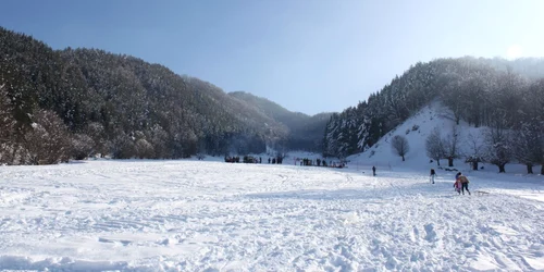 Pe singura pârtie de schi din judet, de la Perişani, zăpada a început să se topească