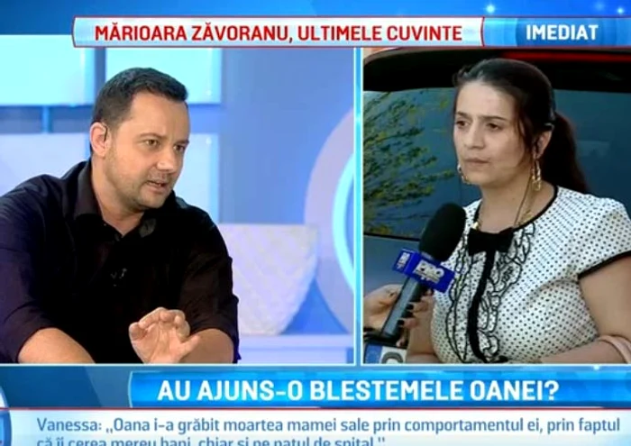 Vanessa susţine că Oana i-a grăbit moartea Marioarei Zăvoranu