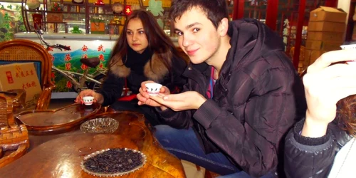 Andrei Cebanu în timpul unei degustări de sake