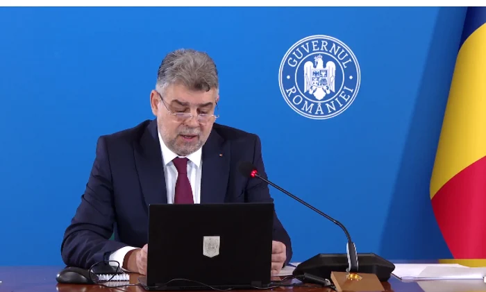  Marcel Ciolacu, la începutul ședinței de Guvern. FOTO captură video Facebook Guvernul României