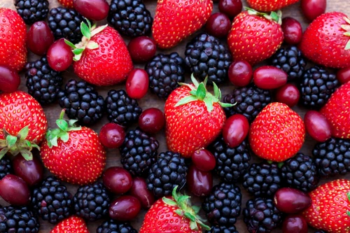 Berries, summer fruit on wooden table  jpeg