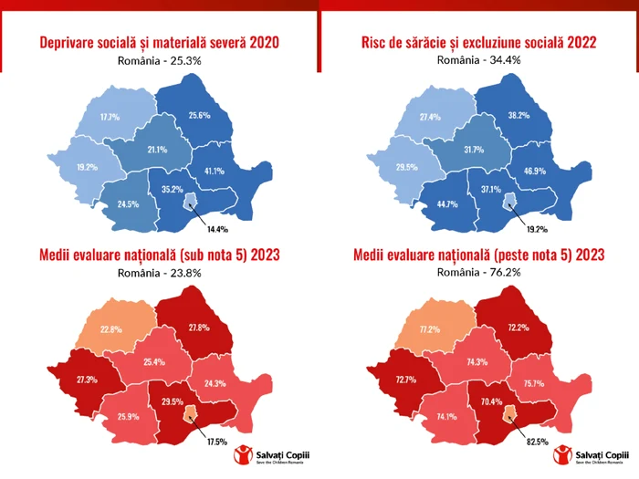 Hărți comparative care arată modul cum sărăcia influențează educația copiilor FOTO Salvați Copiii