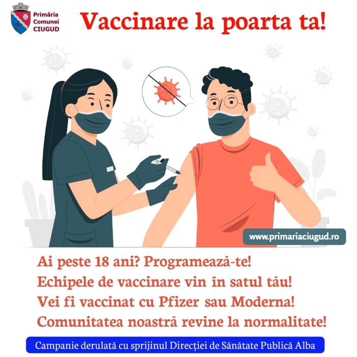 Imagine din campania de vaccinare a Primăriei Ciugud