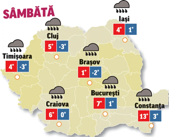 Prognoza meteo 28 noiembrie anunță că nici astăzi nu vom scăpa de precipitații, mai ales în zonele înalte