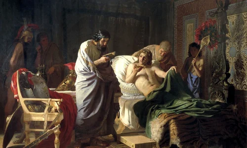 Alexandru Macedon și doctorul Philip din Acarnania. Pictură de Henryk Siemiradzki (©  Wikimedia Commons)