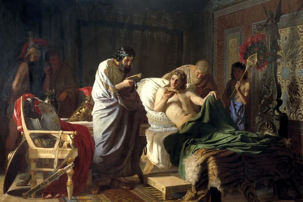 Alexandru Macedon și doctorul Philip din Acarnania. Pictură de Henryk Siemiradzki (© Wikimedia Commons)