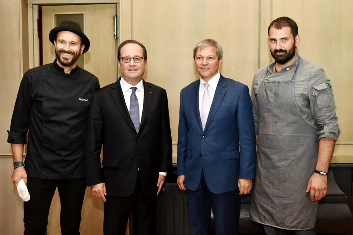 Nicolai Tand (stânga), François Hollande, Dacian Cioloş şi Adrian Hădean FOTO Steluţa Popescu