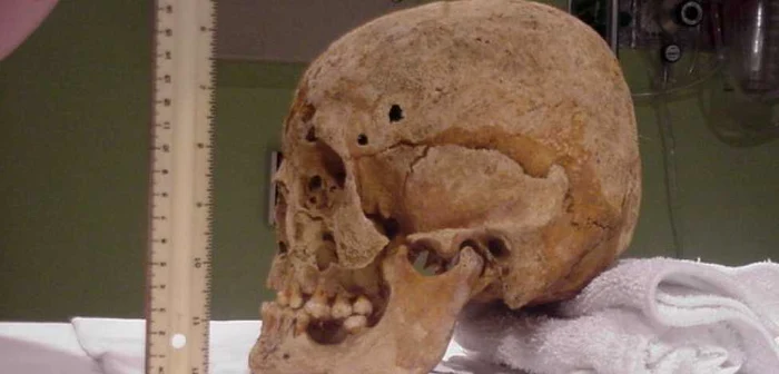 Arad: Craniu uman în fundaţia casei
