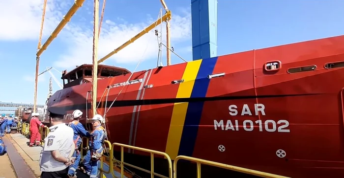 Una dintre navele ultraperformante lansate anul trecut pe apă la Damen Galaţi. Foto captură video