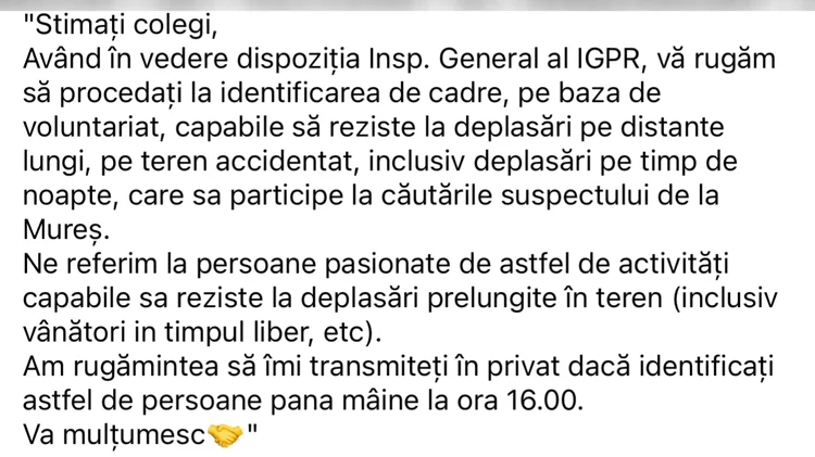 Polițiștii caută voluntari pentru găsirea lui Emil Gânj Foto: Sindicatul Europol