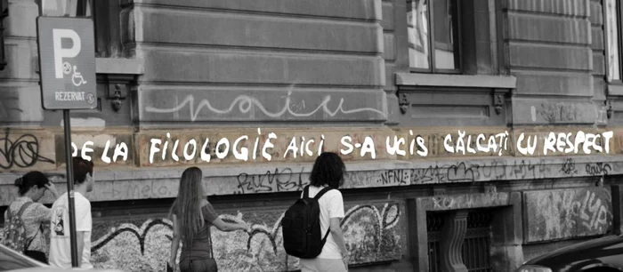 Mesajele de pe zidurile Universității București FOTO: salvatimemoriarevolutiei.ro
