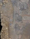 Prima scenă a Mozaicului de la Ketton: Ahile se duelează cu Hector (© University of Leicester Archaeological Services)