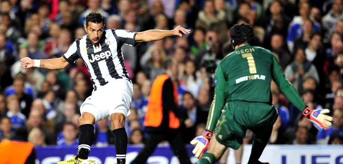Fabio Quagliarella a marcat unul din cele două goluri reuşite de Juventus pe terenul lui Chelsea în Liga Campionilor FOTO Mediafax
