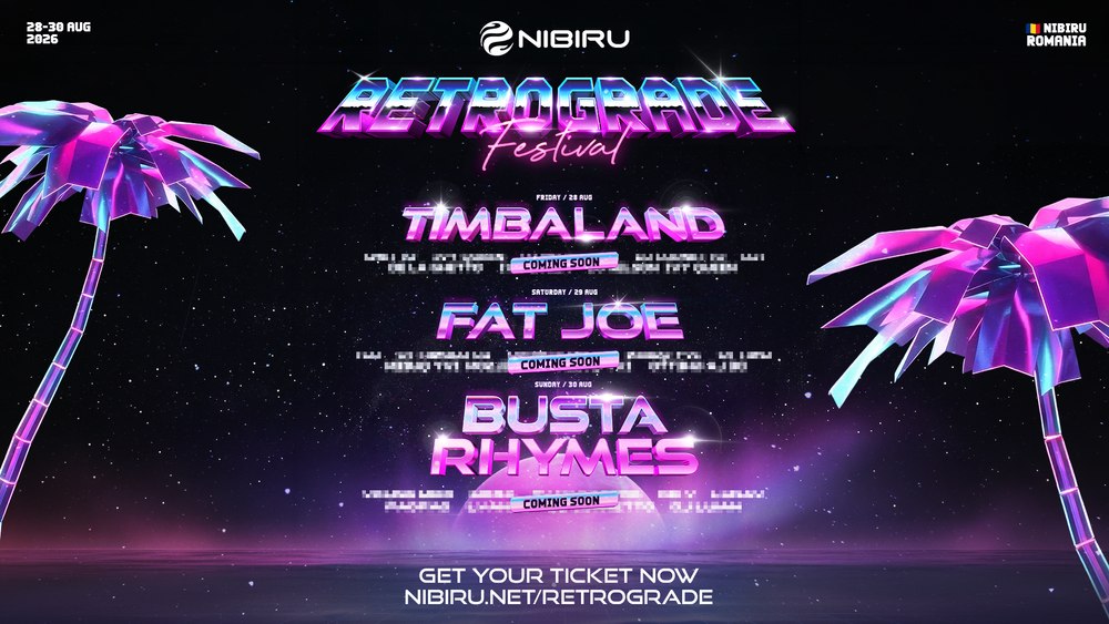 NIBIRU se deschide pe 16 iulie și anunță startul experiențelor verii 2026: spectacole zilnice cu acces gratuit, festivaluri și primii artiști internaționali: Timbaland, Busta Rhymes, Fat Joe, Hugel, Ozuna și Nicky Jam  