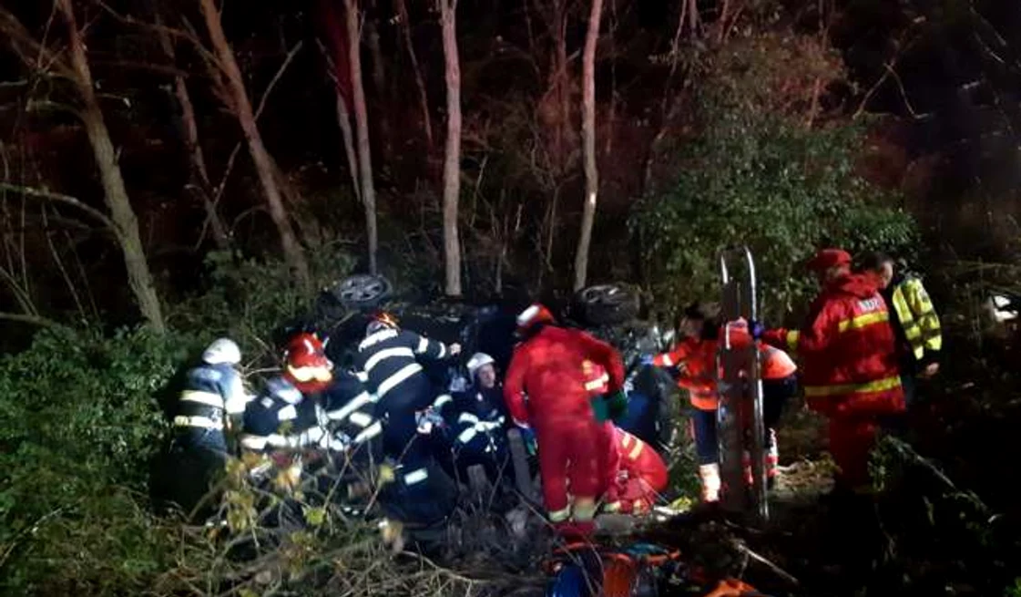 Pompierii intervin la accident FOTO ISU Banat
