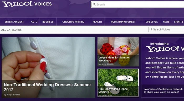 Yahoo! Voices, presupusul site prin intermediul căruia hackerii au obținut datele utilizatorilor.