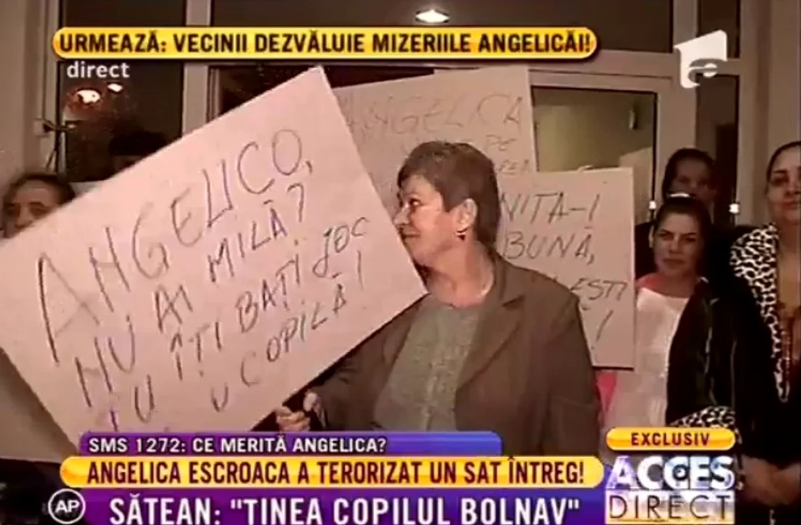 Vecinii Angelicăi Constantin au venit în platou cu pancarte